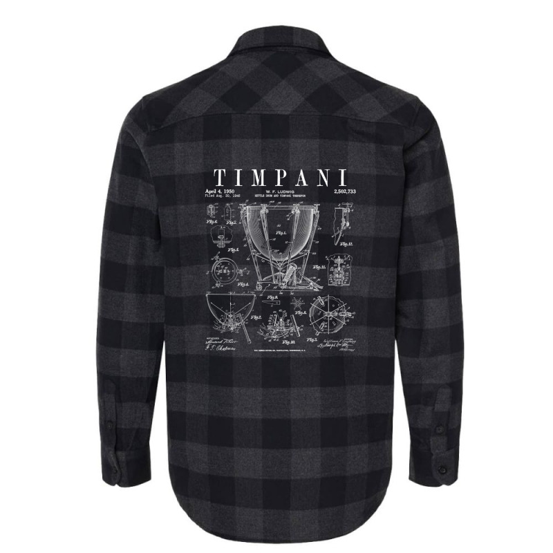 Timpani Kettle Drum Vintage Patent Timpanist Drawing Print Flannel Shirt by MichaelTatum | Artistshot