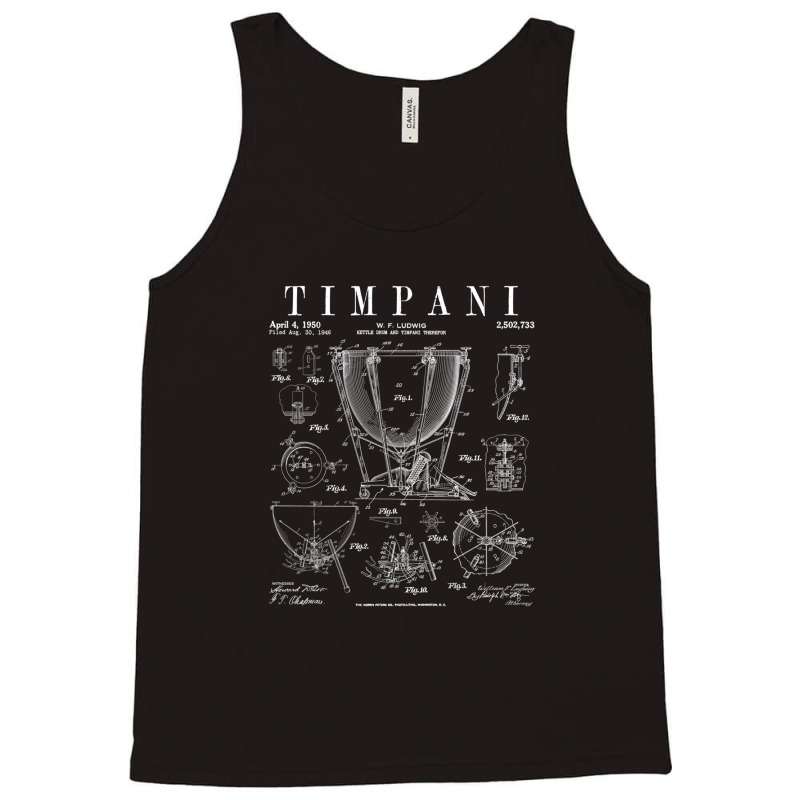 Timpani Kettle Drum Vintage Patent Timpanist Drawing Print Tank Top by MichaelTatum | Artistshot