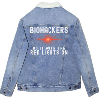 Biohacker Biohackers Do It With The Red Lights On Premium T Shirt Unisex Sherpa-lined Denim Jacket | Artistshot