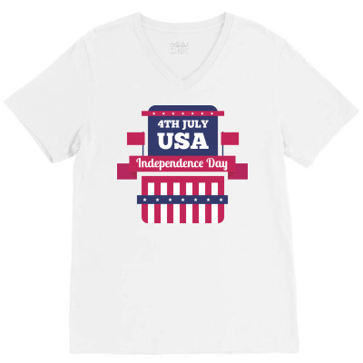 Independence Day Usa V-neck Tee Designed By Estore