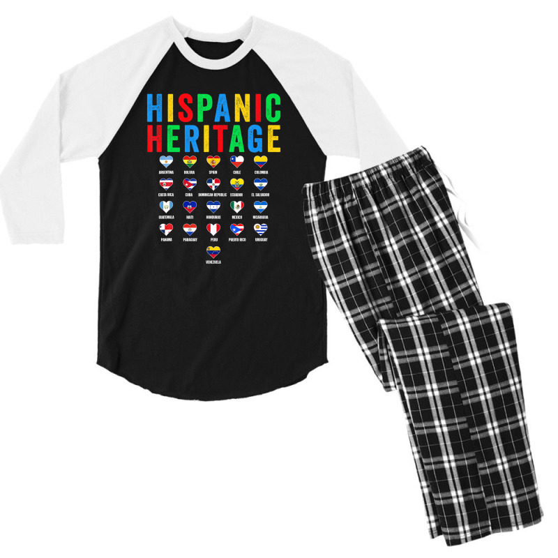 Hispanic Heritage Month Latin Countries Flag Latino Pride Men's 3/4 Sleeve Pajama Set by musycksennaax | Artistshot