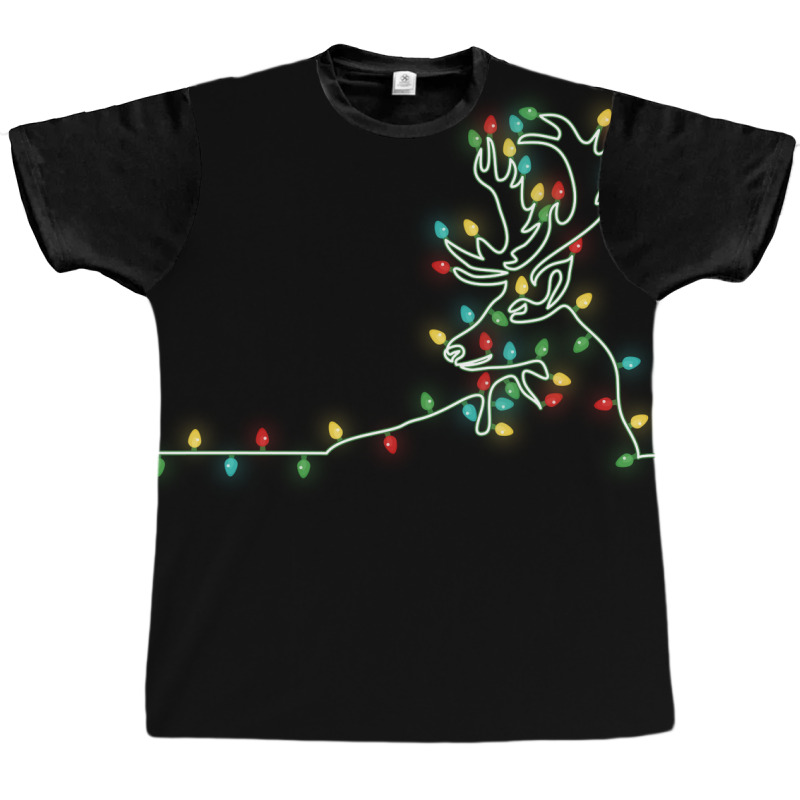 Drawing Reindeer  Christmas Light Tree Reindeer Xmas Snow Lover Graphic T-shirt | Artistshot