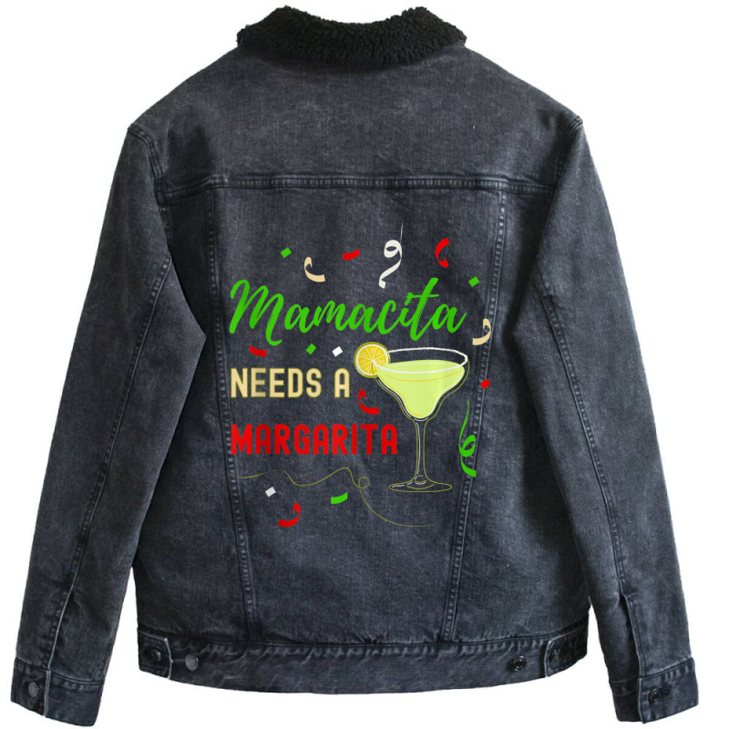 Limited Edition Mamacita Needs A Margarita Women Funny Cinco De Mayo Unisex Sherpa-Lined Denim Jacket by bummercaught | Artistshot