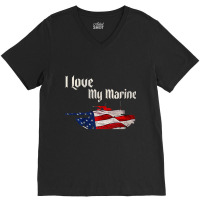 Distressed Support Military I Love My Marine Flag Marine Tank Top V-neck Tee | Artistshot