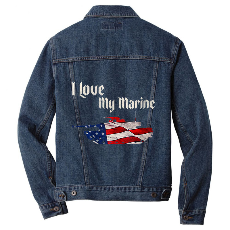 Distressed Support Military I Love My Marine Flag Marine Tank Top Men Denim Jacket by bettincam | Artistshot