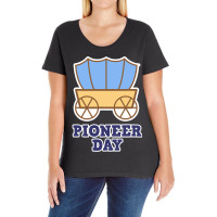 Funny Patriotism Pioneer Day America Utah Wagon Women Men Ladies Curvy T-shirt | Artistshot