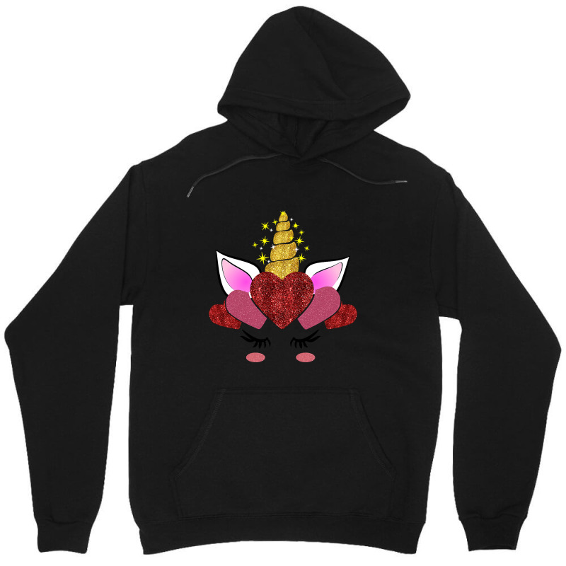 Cute Valentine S Day Gifts For Her Girlfriend Unicorn Hearts Unisex Hoodie | Artistshot