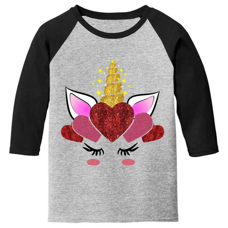 Cute Valentine S Day Gifts For Her Girlfriend Unicorn Hearts Youth 3/4 Sleeve | Artistshot