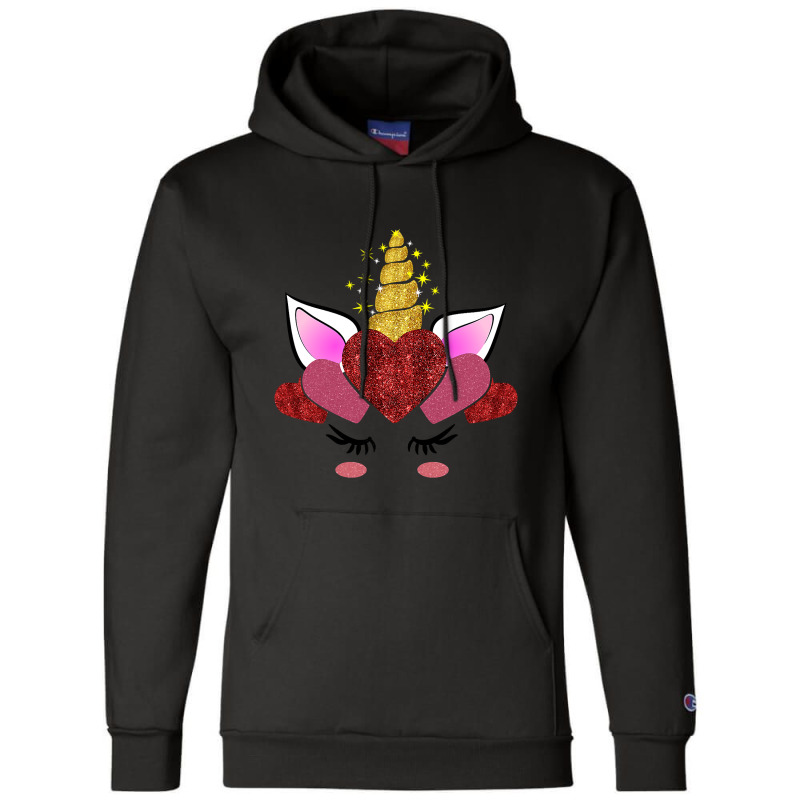 Cute Valentine S Day Gifts For Her Girlfriend Unicorn Hearts Champion Hoodie | Artistshot