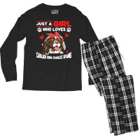 Just A Girl Who Loves Dogs T  Shirt Vintage Just A Girl Who Love Caval Men's Long Sleeve Pajama Set | Artistshot