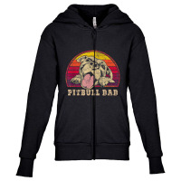 Trending Mens Pitbull Dad Vintage Smiling Pitbull On Youth Zipper Hoodie | Artistshot