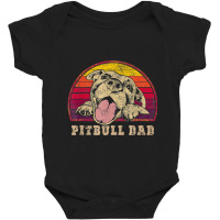 Trending Mens Pitbull Dad Vintage Smiling Pitbull On Baby Bodysuit | Artistshot