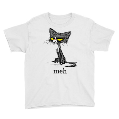 Meh Cat   Cat Lovers Youth Tee Designed By Figuer Vanzur