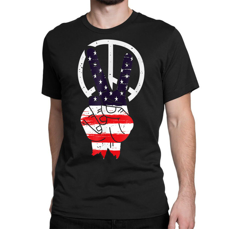 Hot Trend Fourth 4th Of July American Flag Peace Classic T-shirt by degreesgunner | Artistshot