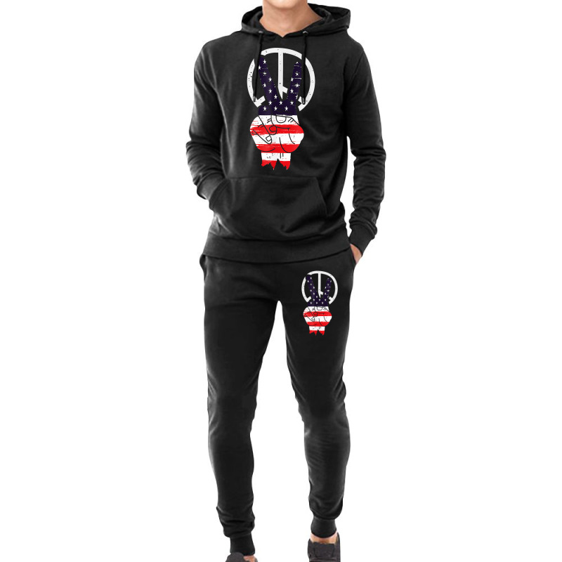 Hot Trend Fourth 4th Of July American Flag Peace Hoodie & Jogger set by degreesgunner | Artistshot