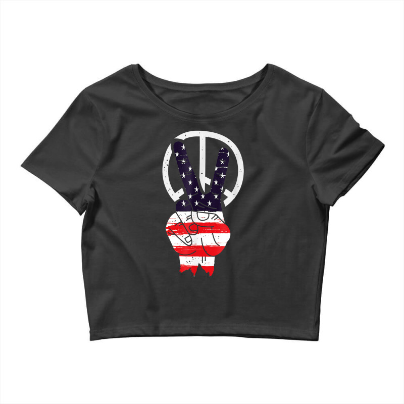 Hot Trend Fourth 4th Of July American Flag Peace Crop Top by degreesgunner | Artistshot