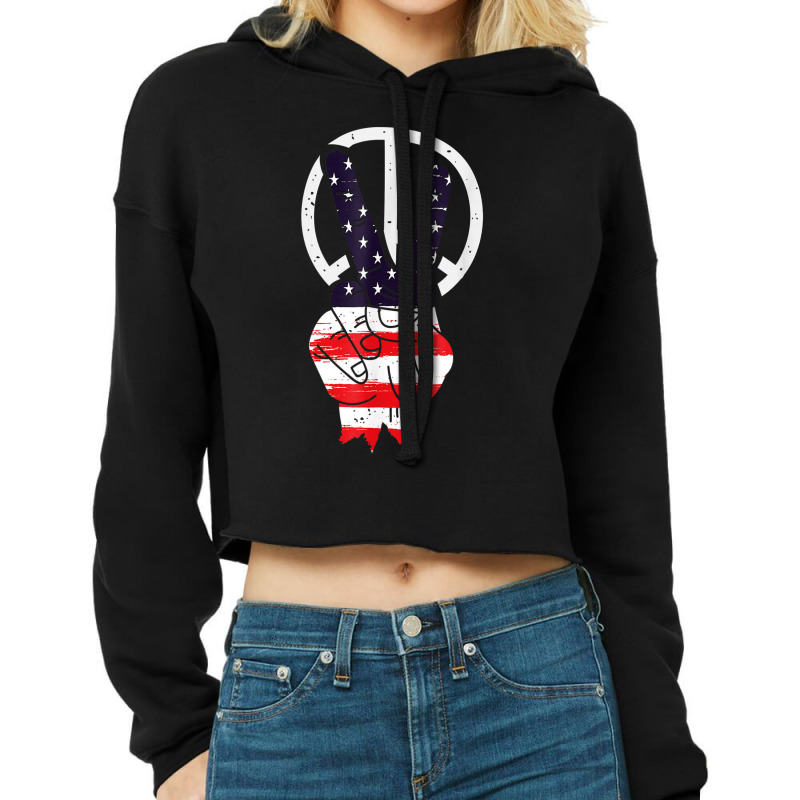 Hot Trend Fourth 4th Of July American Flag Peace Cropped Hoodie by degreesgunner | Artistshot