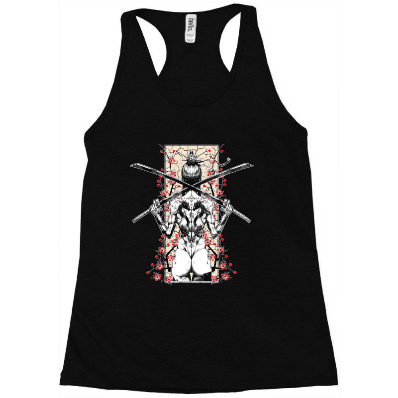 Hot Trend Japanese Samurai Girl And Vintage Sakura Cherry Blossom Gift Racerback Tank by behindcedar22 | Artistshot