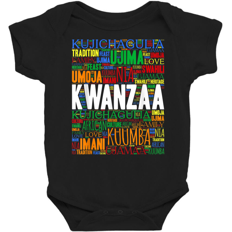 Kwanzaa 7 Principles Word Art T Shirt Baby Bodysuit by choninzel | Artistshot