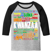 Kwanzaa 7 Principles Word Art T Shirt Youth 3/4 Sleeve | Artistshot