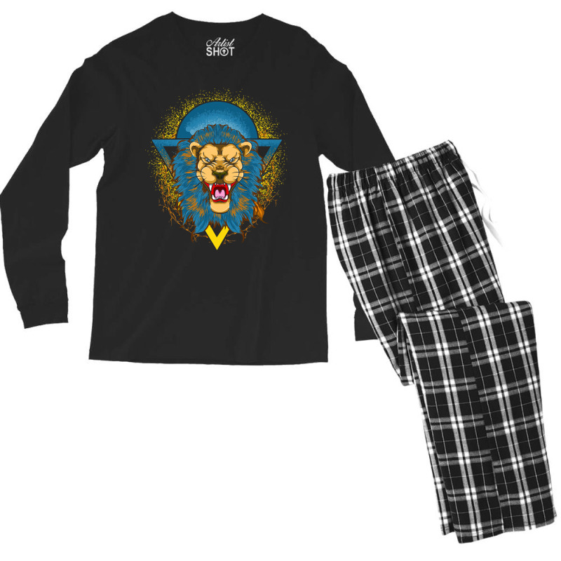 Limited Edition African Zoo Animal Safari Retro Lion Men's Long Sleeve Pajama Set by Ledford Leslie | Artistshot