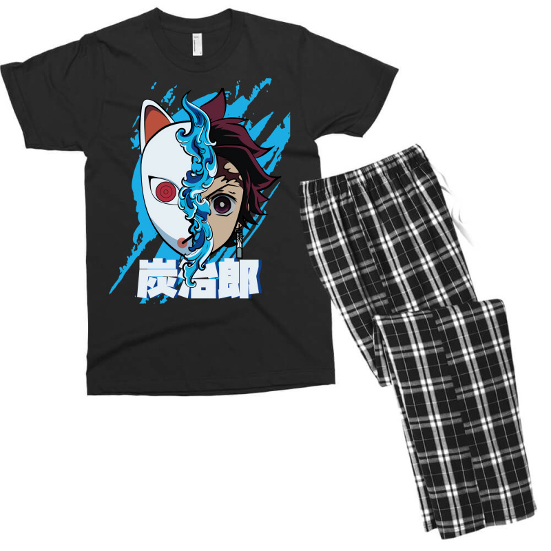 Demon Killer Tanjir0 Half Face Half Mask Men's T-shirt Pajama Set by basheebikuvan | Artistshot