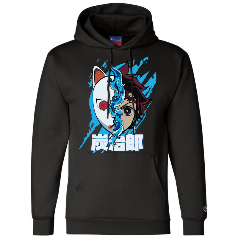 Demon Killer Tanjir0 Half Face Half Mask Champion Hoodie by basheebikuvan | Artistshot