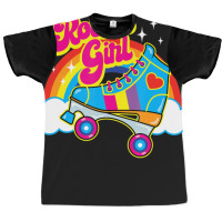 Hot Trend Retro 70s Roller Girl Skate With Heart And Colorful Rainbow Graphic T-shirt | Artistshot