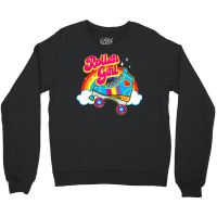 Hot Trend Retro 70s Roller Girl Skate With Heart And Colorful Rainbow Crewneck Sweatshirt | Artistshot