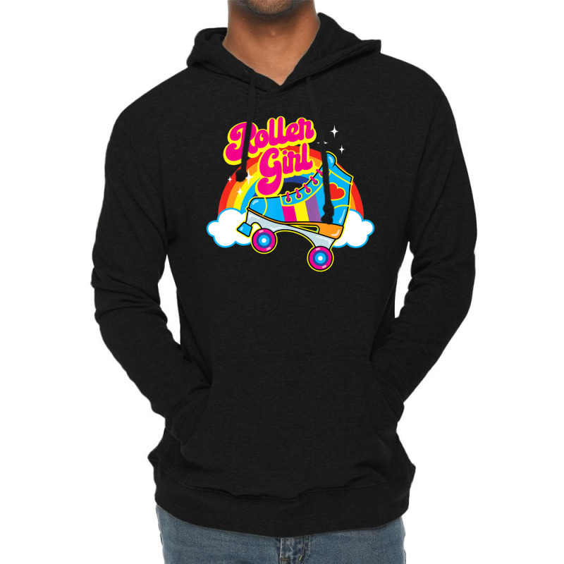 Hot Trend Retro 70s Roller Girl Skate With Heart And Colorful Rainbow Lightweight Hoodie by michaelyounger19 | Artistshot