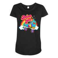 Hot Trend Retro 70s Roller Girl Skate With Heart And Colorful Rainbow Maternity Scoop Neck T-shirt | Artistshot