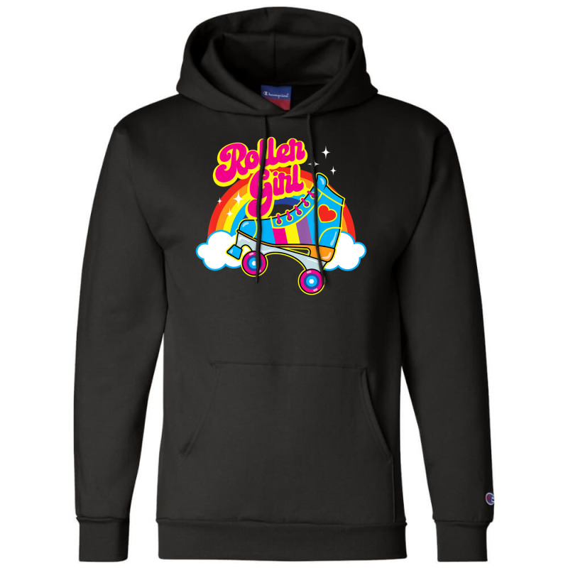 Hot Trend Retro 70s Roller Girl Skate With Heart And Colorful Rainbow Champion Hoodie by michaelyounger19 | Artistshot