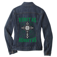 St Patricks Day Irish Veritas Aequitas Ireland Ladies Denim Jacket | Artistshot