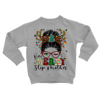 Womens One Merry Step Mother Leopard Buffalo Plaid Xmas Messy Bun T Sh Toddler Sweatshirt | Artistshot