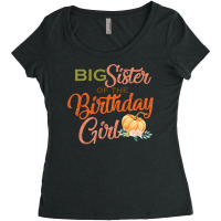 Big Sister Of The Birthday Girl Halloween Birthday Pumpkin Women's Triblend Scoop T-shirt | Artistshot