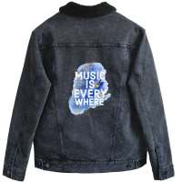 Music Is Everywhere Unisex Sherpa-lined Denim Jacket | Artistshot