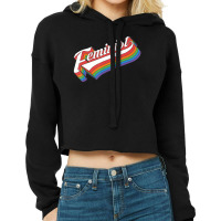 Trending Retro Feminist 70s Style Vintage Feminism Girl Power Cropped Hoodie | Artistshot