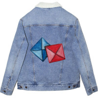 Trending Blue Red Paper Squares Game - Train Station Salesman Korean S Unisex Sherpa-lined Denim Jacket | Artistshot