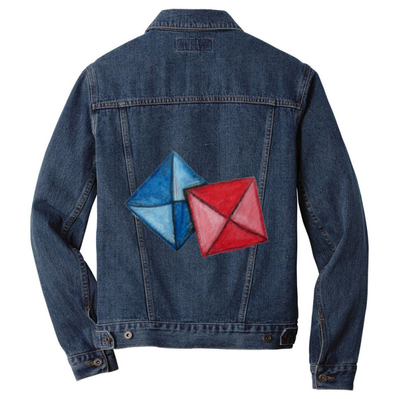 Trending Blue Red Paper Squares Game - Train Station Salesman Korean S Men Denim Jacket by Sizemore Adame | Artistshot