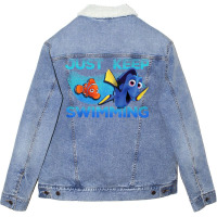 Finding Nemo Just Keep Swimming Funny Nemo And Dory Unisex Tee Adult T Unisex Sherpa-lined Denim Jacket | Artistshot