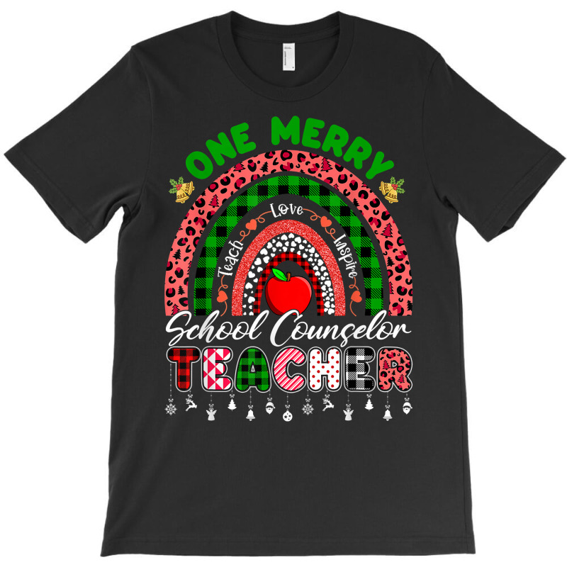 Xmas Teacher Rainbow One Merry School Counselor Christmas T Shirt T-shirt | Artistshot