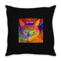 Trending Orange-red Kitty Cat Batik Design Throw Pillow | Artistshot