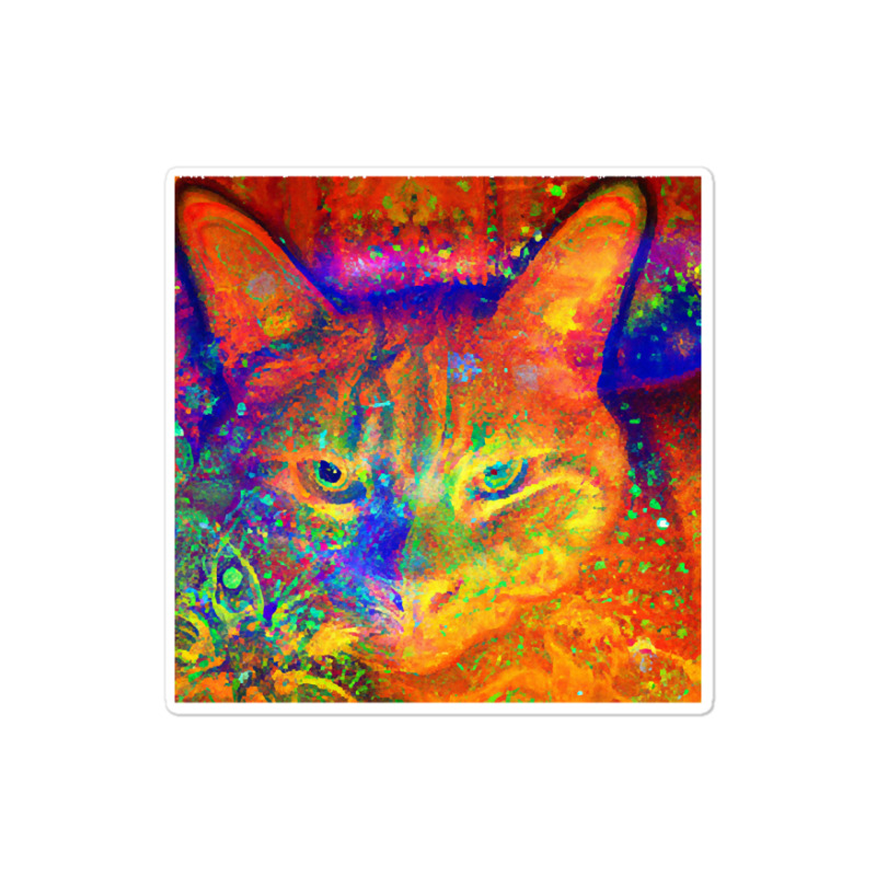 Trending Orange-red Kitty Cat Batik Design Sticker | Artistshot