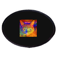 Trending Orange-red Kitty Cat Batik Design Oval Patch | Artistshot