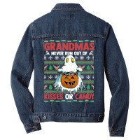 Grandmas Never Run Out Of Kisses Or Candy Halloween Granny Men Denim Jacket | Artistshot