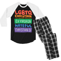 Limited Edition Lgbtq Christian Is Not An Oxymoron Lgbt Pride Gift Men's 3/4 Sleeve Pajama Set | Artistshot