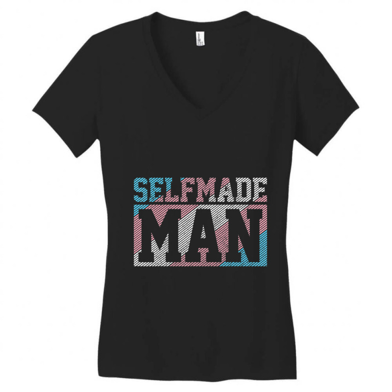 Trending Mens Selfmade Man Trans Pride Flag Transgender Funny Lgbtq Women's V-Neck T-Shirt by femalesbaubles | Artistshot