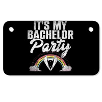 Mens Its My Bachelor Party Rainbow Groom Funny Bachelor Party T Shirt Motorcycle License Plate | Artistshot