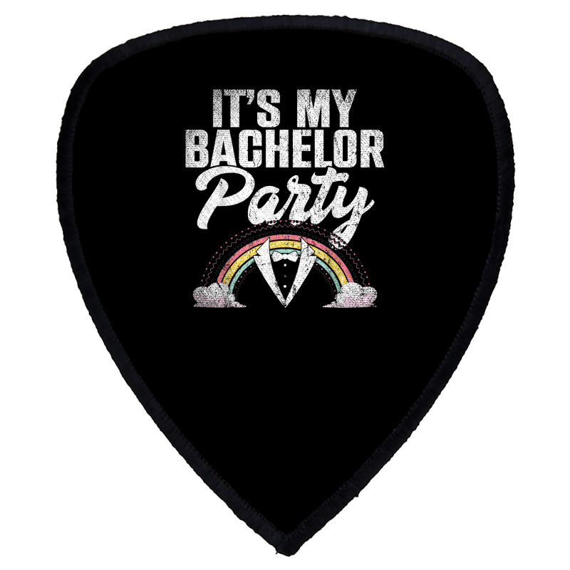 Mens Its My Bachelor Party Rainbow Groom Funny Bachelor Party T Shirt Shield S Patch | Artistshot