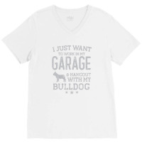 Bulldog Dad Car Garage Hangout Men V-neck Tee | Artistshot